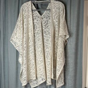 Eyeshadow Ivory Lace Open-Front Blouse